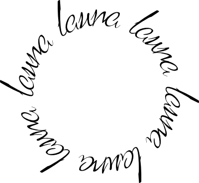 "laura" part of rotational chain ambigram